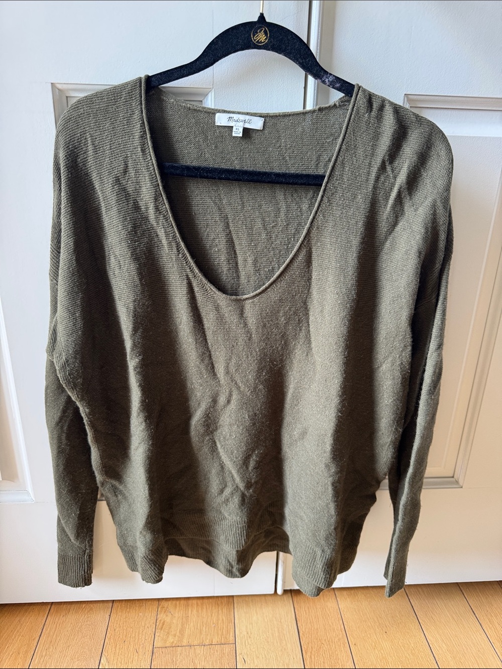 Madewell Olive Scoop Neck Lightweight Knit Sweater